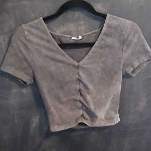 🍒V neck grey rewash top🍒